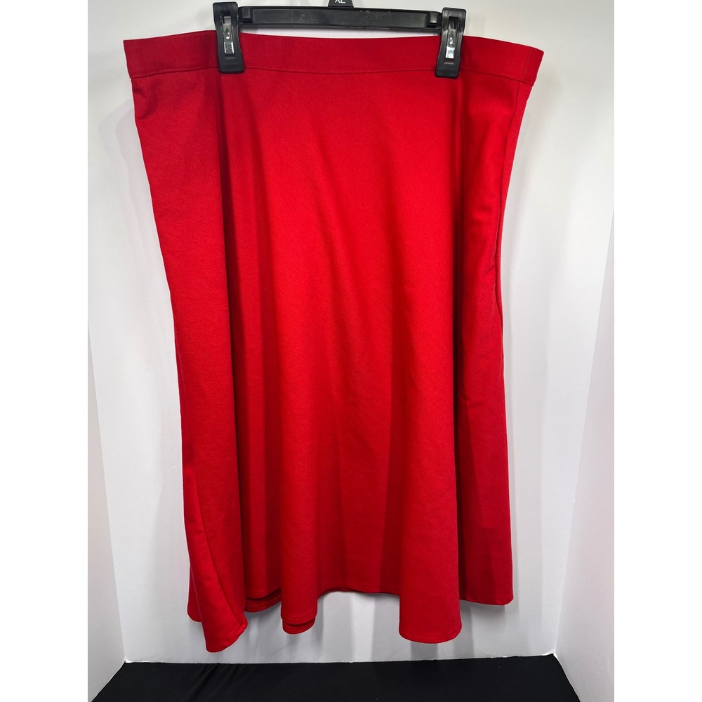 CJ Banks Red A-Line Midi Skirt Womens Large Pull On Stretch Ponte Knit Solid